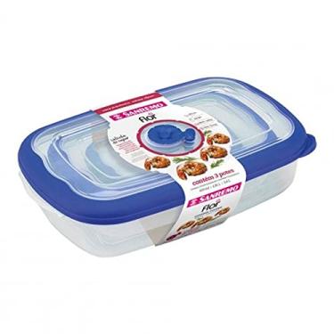 Imagem de Sanremo - Conjunto com 3 Sanremo - Potes Herméticos Plástico Retangular, Linha Flor