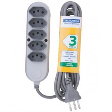 Imagem de Extensão 3m Com 5 Tomadas 2p+t 10a 250v - 57504-030 - Tramontina Extensao 5tom.2p+t 10a-250v 3mt Tramonti
