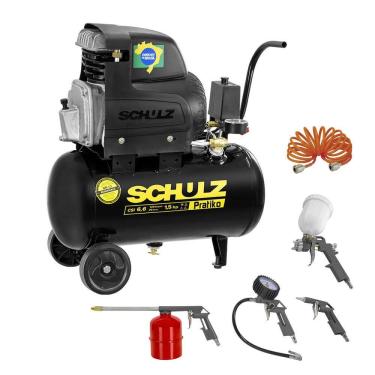 Imagem de Compressor 1,5CV Pratiko CSI 6,6/20 + Kit Acessório 5 Peças Schulz 220V