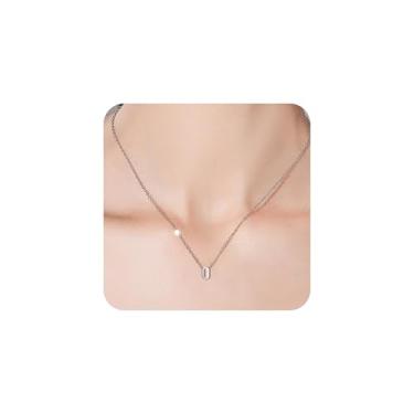 Imagem de ZUKNC Colares com inicial para mulheres, pingente de letra A-Z banhado a ouro 18K com corrente ajustável de 40,6 a 45,7 cm - Presentes de Dia dos Namorados para ela, presentes de aniversário