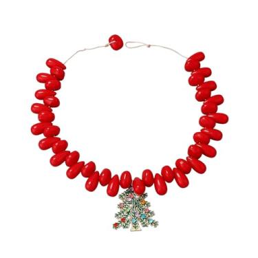 Imagem de Gargantilha feminina delicada com contas de árvore de Natal, cristal, colorido, zircônia cúbica, enfeite fofo de acrílico, gota, contas grossas, pingentes, colares exclusivos para festivais, feriados