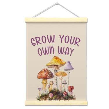 Imagem de ZARYFANCHY Quadro de pôster Grow Your Own Way, estampa de cogumelo, decoração de parede para quarto de bebê, quarto de bebê, quarto de bebê, sala de jogos, 30 x 40 cm, pôster de arte de parede com