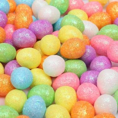 Imagem de iToids 200 peças de mini ovos de Páscoa, 7 cores de ovos de pássaro artificiais de espuma salpicada para festa de primavera, mesa, enchimento de vaso, decoração de festival de cesta de Páscoa