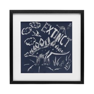 Imagem de Stupell Industries Impressão emoldurada preta de dinossauro extinta esboçada sob vidro, design por HUE, MI e Sangita, 13 x 13