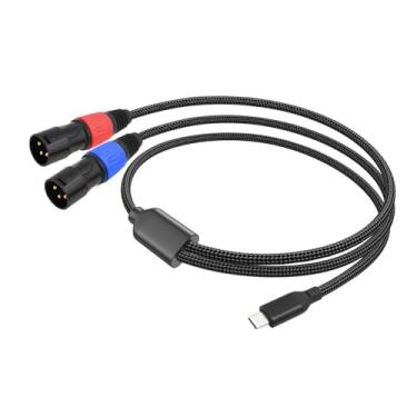 Imagem de AsrMyjcx Tipo C a 2 XLR Cabo auxiliar AUX Anti-interferência linha de conexão RCA y Splitter Cord Scels Audio Cord for Smartphones TV, 3m