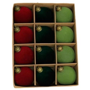 Imagem de Nishiyuenyi Conjunto de 12 bolas decorativas para árvore de Natal, com 6 cm de diâmetro. Ideais para fotos, decoração natalina para janelas, quartos e outras, Três Cores