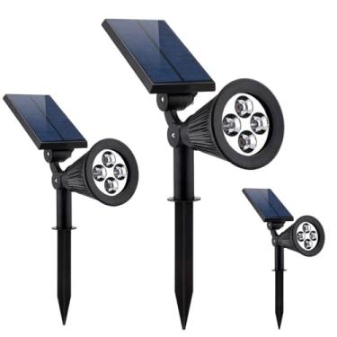 Imagem de Kit 3 Luminarias 3w Solar Jardim 4 Leds Rgb Colorido Recarregável Energia Solar Gramado Muro Corredores Externos