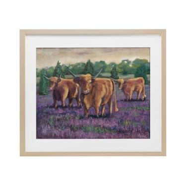 Imagem de Stupell Industries Impressão emoldurada Purple Fields & Cows Birch Under Glass, design de Marnie Bourque, 13 x 16