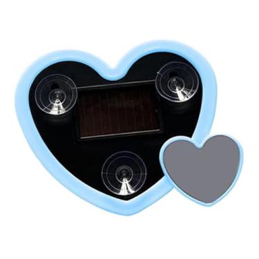 Imagem de predolo Luz ambiente LED em formato de coração para carro, moderna, com energia solar e modos selecionáveis ​​para decoração de janelas traseiras e laterais, Azul Claro