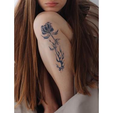 Imagem de Suco de ervas semipermanente romântico fantasia floral padrão chamas presente de festa diária perna ombro pescoço braço dedo perna gola corpo impermeável tatuagem não reflexiva tatuagem adesivo 1 peça