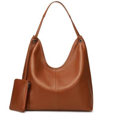Imagem de Bolsas Hobo de couro genuíno para mulheres, grande, marrom, despojada, bolsa de mão para trabalho diário 2025 na moda