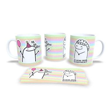Imagem de Caneca Decorativa Parabéns Amiga, Cerâmica, Listras Coloridas, Design Divertido com Bolo de Aniversário, Presente para Amiga (12875)