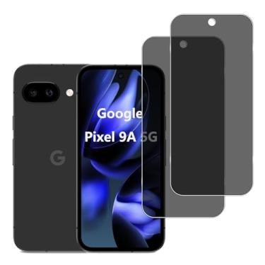 Imagem de YIFNTANG [Pacote com 2 protetores de tela de privacidade de vidro temperado para Google Pixel 9A 5G, antiimpressão digital, dureza 9H, antiespião, antiespião, compatível com Google Pixel 9A 5G