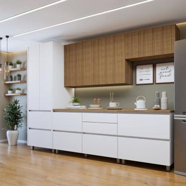 Imagem de Cozinha Completa Modulada 5 Peças 8 Portas 6 Gavetas Norten Branco-nature
