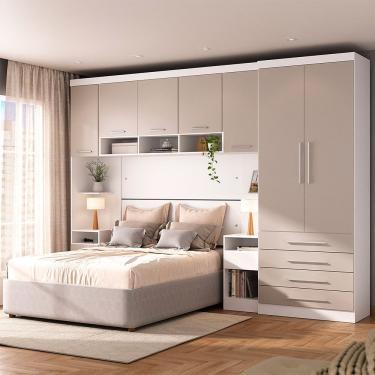 Imagem de Quarto 7 Portas 5 Gavetas Cab Qn Alpes Master Luciane Móveis Branco Pf-cinammon Pf