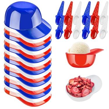 Imagem de KoMvzyl Pacote com 96 tigelas de capacete de beisebol para sorvete, 48 colheres e 48 peças, mini copos de sobremesa de 227 g, tigelas de sudae, copos de parfait, copos de aperitivo, copo de beisebol