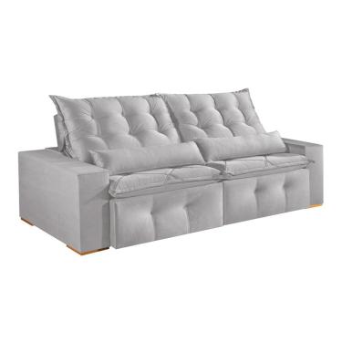 Imagem de Sofá 3 Lugares Retrátil e Reclinável França Veludo Prata 230 cm