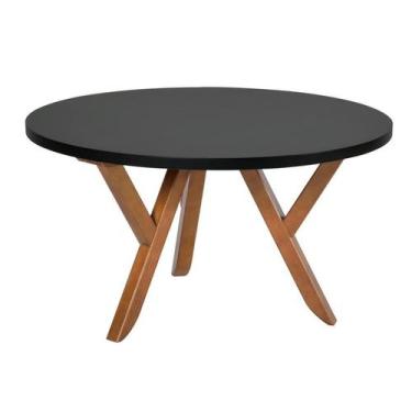 Imagem de Mesa de Centro Redonda Ipiranga Amêndoa e Preta - Keva