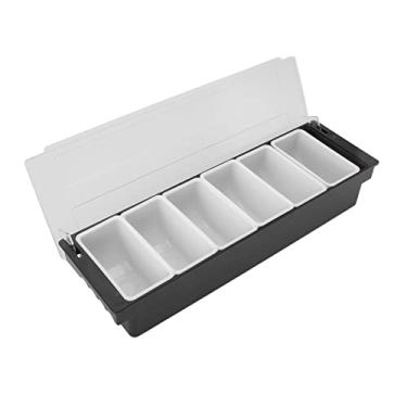 Imagem de AYNEFY Distribuidor de Condimentos de Plástico Com 6 Compartimentos, Estação de Coberturas de Pizza para Restaurantes e Uso Doméstico (6 compartimentos)