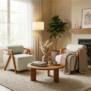 Imagem de Kit 2 Poltronas Decorativa Para Sala Recepção Escritório Cadeira Moderna Chloe Bouclê Persa Premium Bege