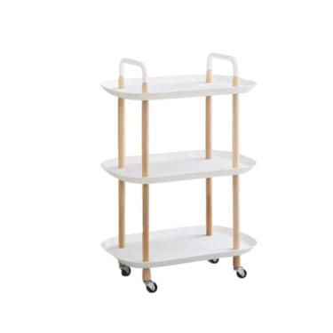 Imagem de Carrinho Organizador Multiuso 3 Prateleiras, Metal e Plástico, Branco, 85x34,5x57cm, Vertical, para Cozinha, Lavanderia, Escritório