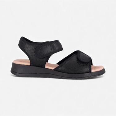 Imagem de Sandália Papete Piccadilly para Esporão Preta, Preto, Palmilha bege, 3