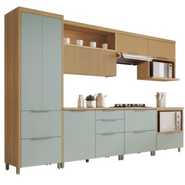 Imagem de Armário De Cozinha Completa 100% Mdf 7 Portas 7 Gavetas Mariah Nesher Madeirado / Verde