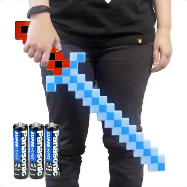 Imagem de Kit Brinquedo Espada Pixel Minecraft 58cm C/Som Luz+3 Pilhas