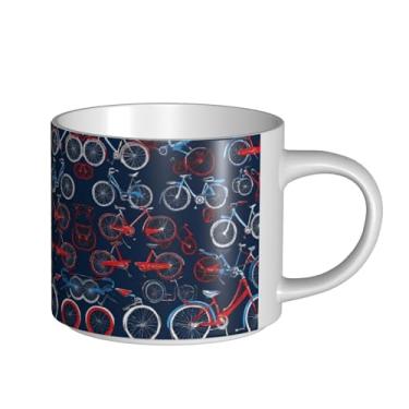 Imagem de ZERAOKE Bikes Bicycle Cycling - Caneca de cerâmica grande impressa para café, capacidade grande para escritório e casa, pode ser lavada na lava-louças, design com alça em C.