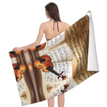 Imagem de ZERAOKE Toalha de praia com estampa de borboleta e violoncelo grande 81 x 132 cm, secagem rápida, à prova de areia, toalha de banho e piscina para adultos, nadadores, presentes