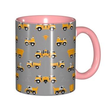 Imagem de Zeraoke Construction Trucks Print Canecas de café criativas, personalizadas, presente para família, tamanho de 325 ml, unissex