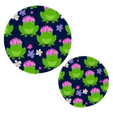 Imagem de Wassud Sapos fofos com chapéus, tripé para pratos quentes, suportes redondos de panela, almofadas quentes de algodão, porta-copos elegantes, decoração de cozinha e acessórios, 2 peças