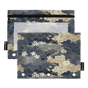 Imagem de Wassud Pacote com 2 pastas de fichário padrão dourado e marrom, pastas de bolso com 3 furos, pasta organizadora de fichários para casa, escritório