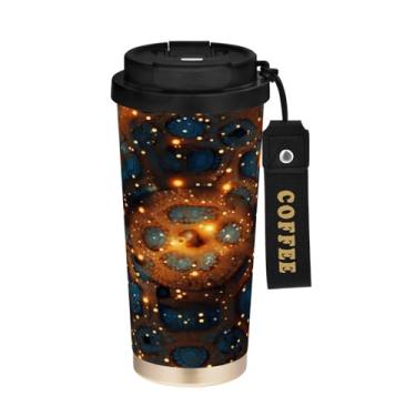 Imagem de YETTASBIN Caneca de café de viagem com isolamento térmico de 482 g com tampa canudo, copo à prova de derramamento e vazamento com alça para bebida quente e fria, garrafa de água de aço inoxidável