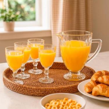 Imagem de Jogo de Jarra Diamante 1,2L + 4 Taças Cristal Ecológico 330ml Transparente