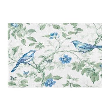 Imagem de Burbuja Tapete de banho Spring Birds, tapete de banheiro absorvente extra macio com suporte antiderrapante para banheiro, banheira, chuveiro, 41 x 61 cm