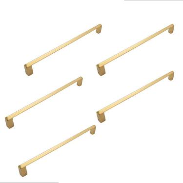 Imagem de Kit 5 Puxador Liveri Il 955 192Mm Dourado Fosco Italy Line