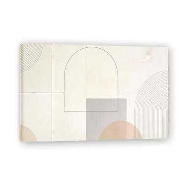 Imagem de Arte em tela minimalista de beleza silenciosa: Serenidade tons neutros grande área em branco para decoração de espaço calmo 19,78 x 75 cm emoldurado