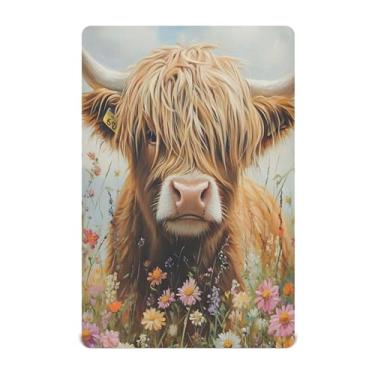 Imagem de xigua Lençol de berço fofo de vaca Highland para meninas e meninos, lençol macio e respirável adequado para berço padrão e cama infantil 71 x 132 cm