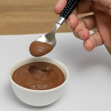 Imagem de Kit 6 Colheres de Sobremesa Inox Linha Gramado, Preta, 14,5 cm, Cabo em Polipropileno