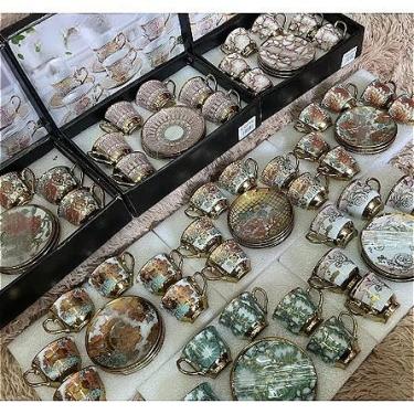 Imagem de Xícara de café/cha kit com 6 conjunto (12 peças) de Cerâmica em porcelana xícara de café(Xicara aleatório 6 conjunto)