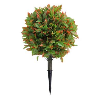 Imagem de Jectse Árvore de Bola de Topiaria Artificial, Arbusto de Vegetação Falsa de Outono de 17,7 Polegadas Com Folhas Realistas e Espigão de, para Decoração de Jardim Interno e Externo
