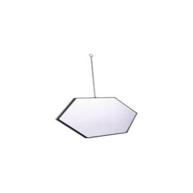 Imagem de Espelho de Parede Hexagonal, Moldura Metálica Dourada, 22cm x 27cm, Decorativo Moderno, com Suporte para Pendurar, para Sala, Quarto, Banheiro