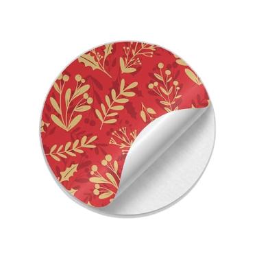 Imagem de Adesivos Redondos Natalinos 25 Unidades Floral Azevinho - Tamanho 50x50cm