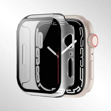 Imagem de Compatível com Apple Watch séries 10/9/8/7/6/5/4 40/41/44/45/42/46 mm, com um protetor de tela de vidro temperado e uma capa rígida de PC para proteção total. (transparente, 45 mm)