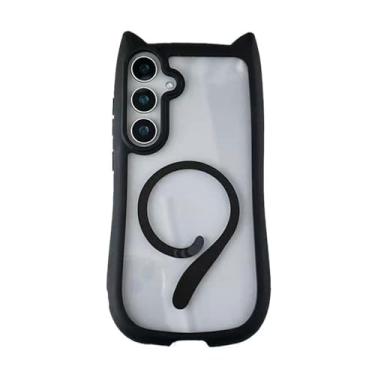 Imagem de LMA Linda capa de telefone transparente adequada para Samsung Galaxy S23 capas magnéticas Kawaii orelhas de gato - compatível com MagSafe capa protetora à prova de choque 6,1 polegadas para mulheres e