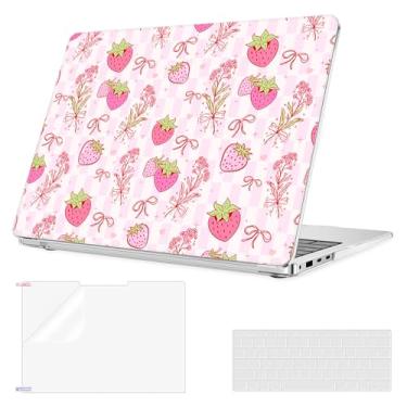 Imagem de YSCLBAHUK Capa para laptop Microsoft Surface 35.1 cm versão 2024 7ª edição, modelo: 2036 padrão criativo durável resistente a arranhões, com protetor de tela + capa de teclado, fita de morango