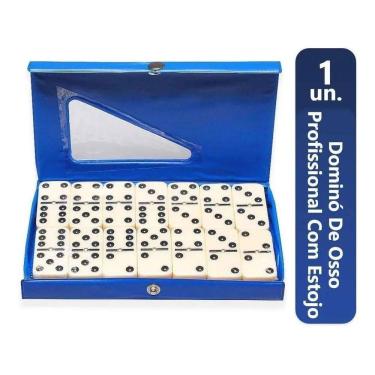 Imagem de Dominó De Osso Estojo Com 28 Peças Dominó