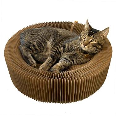 Imagem de Cama de Descanso para Gato com Arranhador Plegável Papel Ondulado Deformável Tapete Brinquedo Filhote Suprimento Pet