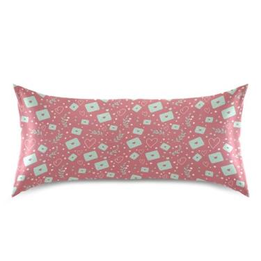 Imagem de Wassud Carta de amor Dia dos Namorados fronha de cetim para cabelo e pele fronhas de seda lisa king size capas de travesseiro respiráveis com fecho de envelope